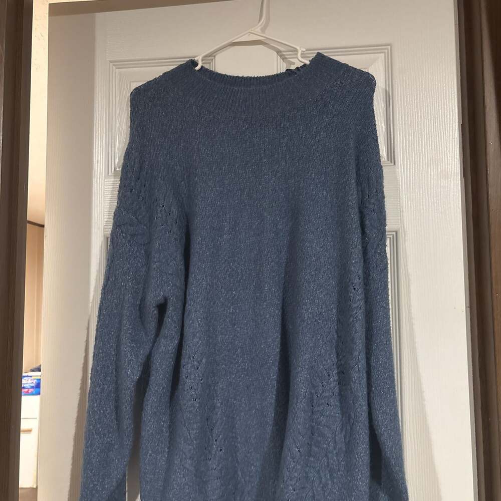 LC Lauren Conrad Braided Knitted Blue Sleeve Sweater